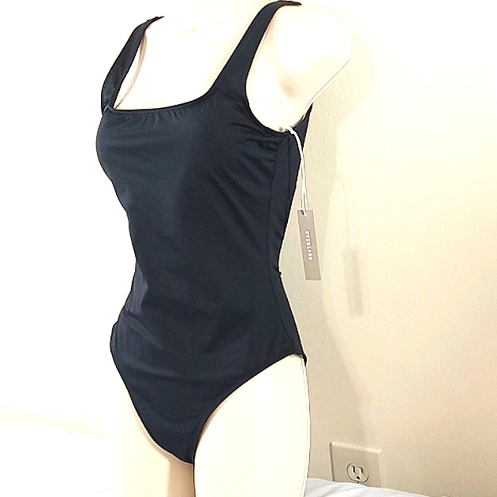 EVERLANE Bathing Suit SMALL Black Square Swimwear One Piece Resort Women New - Picture 2 of 5
